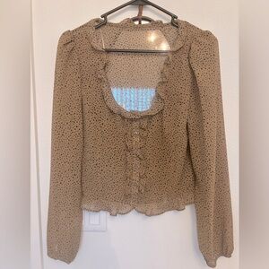 Brown Polka Dot Women's Top